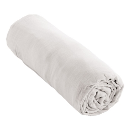 Drap-Housse Double Gaze de Coton 180 x 200 cm Blanc - Ga&iuml;a