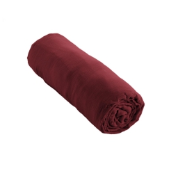 Drap housse double gaze de coton 180 x 200 cm Gaia Bordeaux