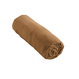 Drap housse double gaze de coton luxe 180 x 200 cm Gaia Camel