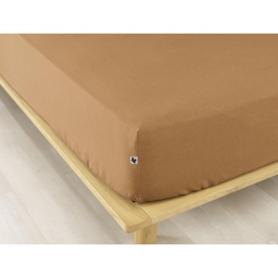 Drap housse flanelle chaude 140 x 190 cm Bonnet 30 cm Candice Camel