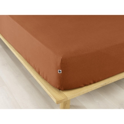Drap housse flanelle chaude 140 x 190 cm Bonnet 30 cm Candice Orange