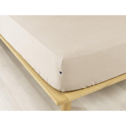 Drap housse flanelle chaude 180 x 200 cm Bonnet 30 cm Candice Beige
