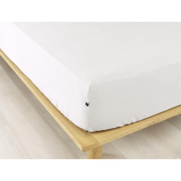 Drap housse flanelle chaude 180 x 200 cm Bonnet 30 cm Candice Blanc