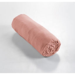Drap housse gaze de coton Luxe 90 x 190 cm Gaïa Rose pêche