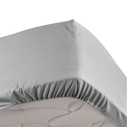 Drap housse gris 90 x 190 cm en percale Bonnet de 30 cm