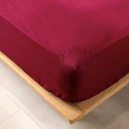 Drap housse King size 180 x 200 x 30 cm coton bio 57 fils Biolina Bordeaux