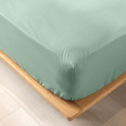 Drap housse King size 180 x 200 x 30 cm coton bio 57 fils Biolina Sauge