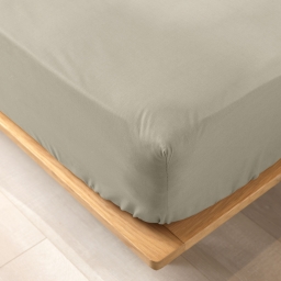 Drap housse King size 180 x 200 x 30 cm coton bio 57 fils Biolina Taupe