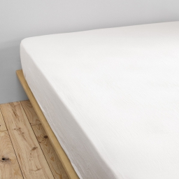 Drap housse luxe double gaze de coton 140 x 190 x 30 cm Nuit douce Blanc