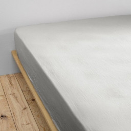 Drap housse luxe double gaze de coton 140 x 190 x 30 cm Nuit douce Gris