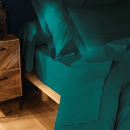 Drap plat 1 pers. 180 x 290 cm coton 57 fils Lina Emeraude
