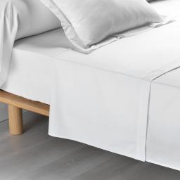 Drap plat 1 personne 180 x 290 cm percale uni 78 fils percaline  +p bourdon Blanc