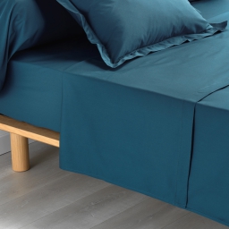 Drap plat 1 personne 180 x 290 cm percale uni 78 fils percaline  +p. bourdon Bleu