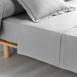 Drap plat 1 personne 180 x 290 cm percale uni 78 fils percaline  +p. bourdon Gris