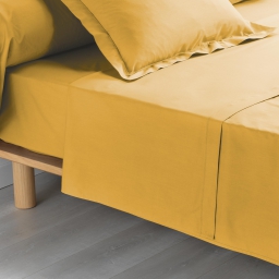 Drap plat 1 personne 180 x 290 cm percale uni 78 fils percaline  +p. bourdon Miel