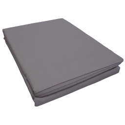 Drap plat 1 personne 180 x 290 cm uni 57 fils lina  + point bourdon Gris souris