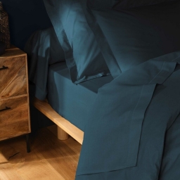 Drap plat 2 pers. 240 x 300 cm coton 57 fils Lina Bleu