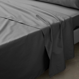 Drap plat 2 pers. 240 x 300 cm percale de coton 78 fils Acier