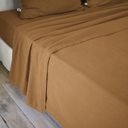 Drap plat 240 x 300 cm flanelle chaude Candice Camel