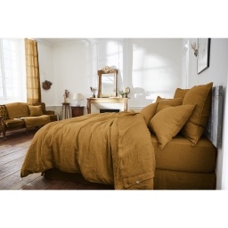 Drap plat 240 x 300 cm lin lavé soline caramel