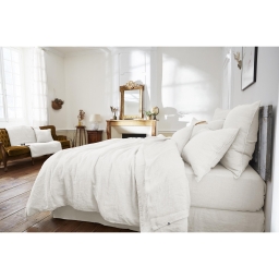 Drap plat 240 x 300 cm lin lavé soline craie Blanc