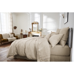 Drap plat 240 x 300 cm lin lavé soline sable Lin