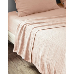 Drap plat 270 x 300 cm Double gaze de coton luxe Gaïa Rose clair