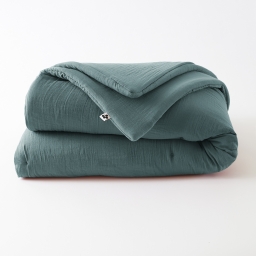 Édredon 180 x 240 cm - Double Gaze de Coton 125 gr/m² - Uni Gaïa Bleu Canard