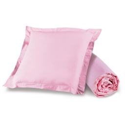 Ensemble drap housse 90 x 190 + 1 taie d'oreiller 63 x 63 100% coton Rose clair