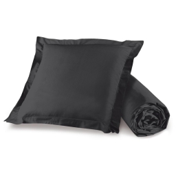 Ensemble drap housse 90 x 190 + 1 taie d'oreiller 63 x 63 cm 100% coton Noir