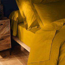 Ensemble draps de lit 140 x 190 cm 4 pièces Coton 57 fils Lina curry