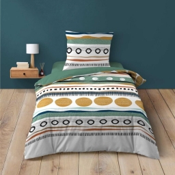 Housse de couette 1 personne 140 x 200 cm coton 42 fils ASIANA + 1 taie