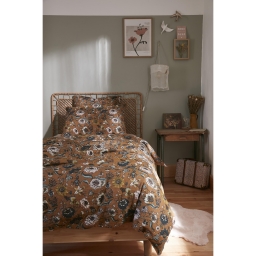 Housse de couette 140 x 200 cm double gaze de coton imprimée Camélia
