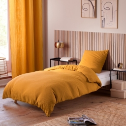 Housse de Couette 140 x 200 cm en Gaze de Coton Avy Jaune curry