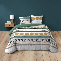 Housse de couette 2 personnes 200 x 200 cm coton 42 fils ASIANA + 2 taies