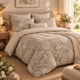 Housse de couette 200 x 200 cm 100% coton 57 fils imprim&eacute; NORA