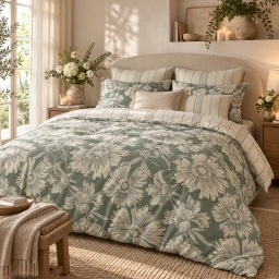 Housse de couette 200 x 200 cm 100% coton 57 fils imprim&eacute; TAMARA