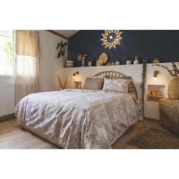 Housse de couette 200 x 200 cm coton 57 fils imprim&eacute; v&eacute;g&eacute;tal JAVA