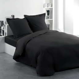 Housse de couette 220 x 240 cm + 2 taies coton 57 fils Noir