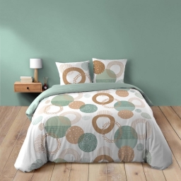 Housse de couette 240 x 220 cm coton 42 fils + 2 taies Lunabella blanc