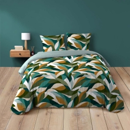 Housse de couette 240 x 220 cm coton 42 fils imprim&eacute; Swan + 2 taies
