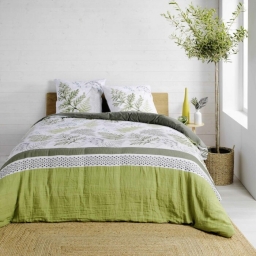 Housse de couette  240 x 220 cm double gaze coton 57 fils Verveine