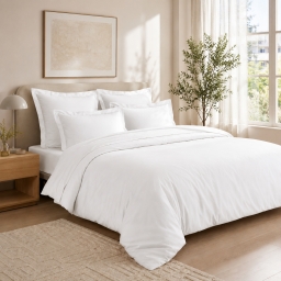 Housse de Couette 240 x 220 cm Prestige 120 Fils/cm&sup2; Satin de Coton Blanc