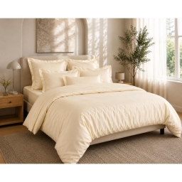 Housse de Couette 240 x 220 cm Prestige 120 Fils/cm&sup2; Satin de Coton Cr&egrave;me