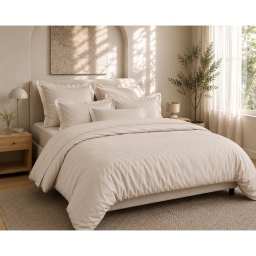 Housse de Couette 240 x 220 cm Prestige 120 Fils/cm&sup2; Satin de Coton Sable