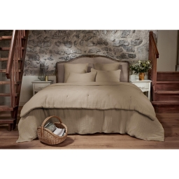 Housse de Couette 240 x 220 cm Quadruple Gaze de Coton 220 g/m&sup2; Bella Ficelle