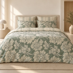 Housse de couette 260 x 240 cm 100% coton 57 fils imprim&eacute; TAMARA