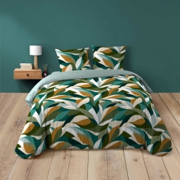 Housse de couette 260 x 240 cm coton 42 fils imprim&eacute; Swan + 2 taies