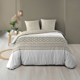 Housse de couette 260 x 240 cm coton 57 fils + 2 taies Sybille