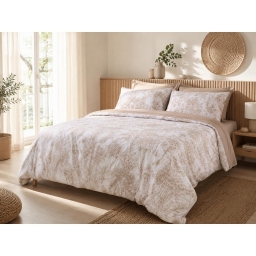 Housse de couette 260 x 240 cm coton 57 fils imprim&eacute; v&eacute;g&eacute;tal JAVA